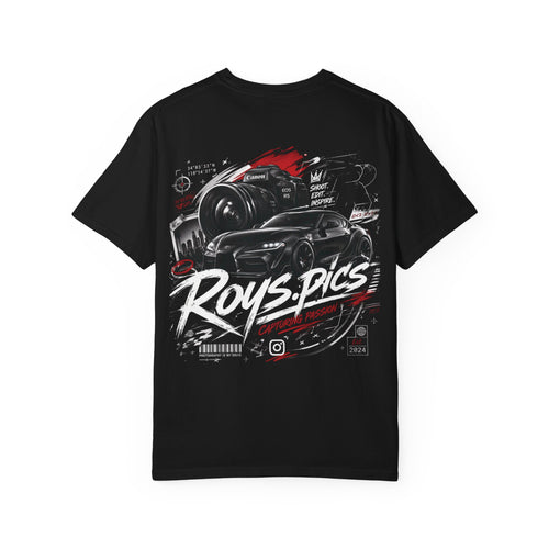Roys.Pics Automotive Photography T-Shirt — Camera & Sports Car Graphic Tee