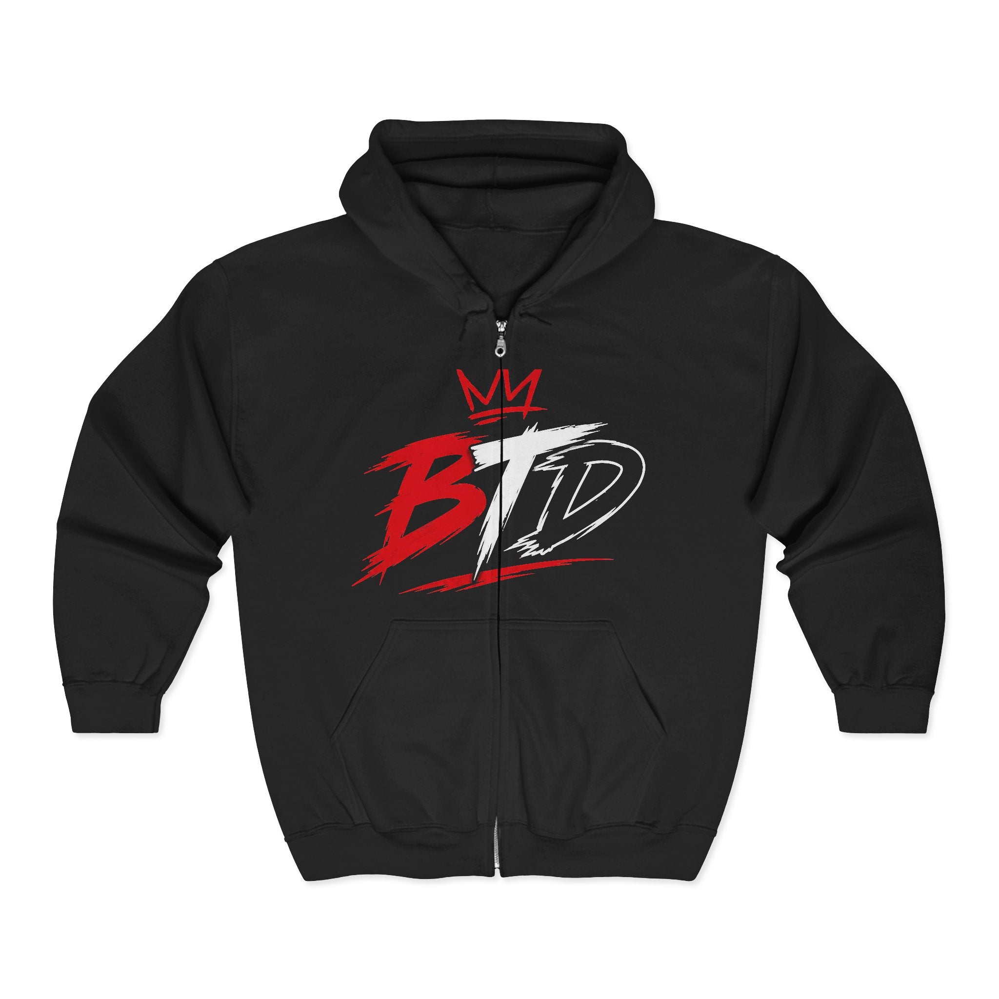 Zip Hoodie - "Being Truly Determined" Bold Streetwear Black Full-Zip Hoodie