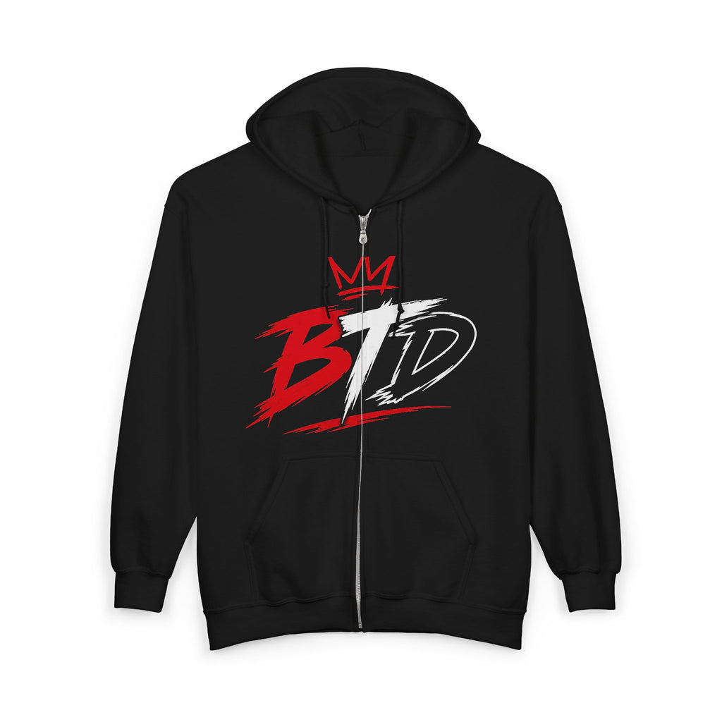 Zip Hoodie - "Being Truly Determined" Bold Streetwear Black Full-Zip Hoodie